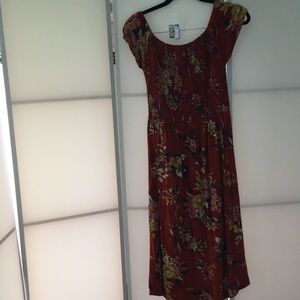 Orange floral off the shoulder dress